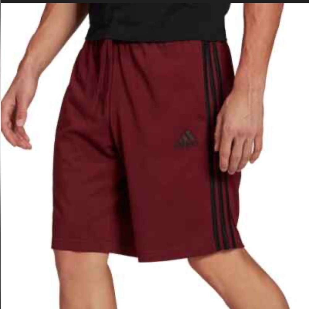 Adidas Men's Burgundy and Black Athletic Shorts